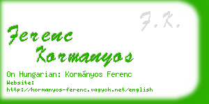 ferenc kormanyos business card