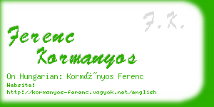 ferenc kormanyos business card